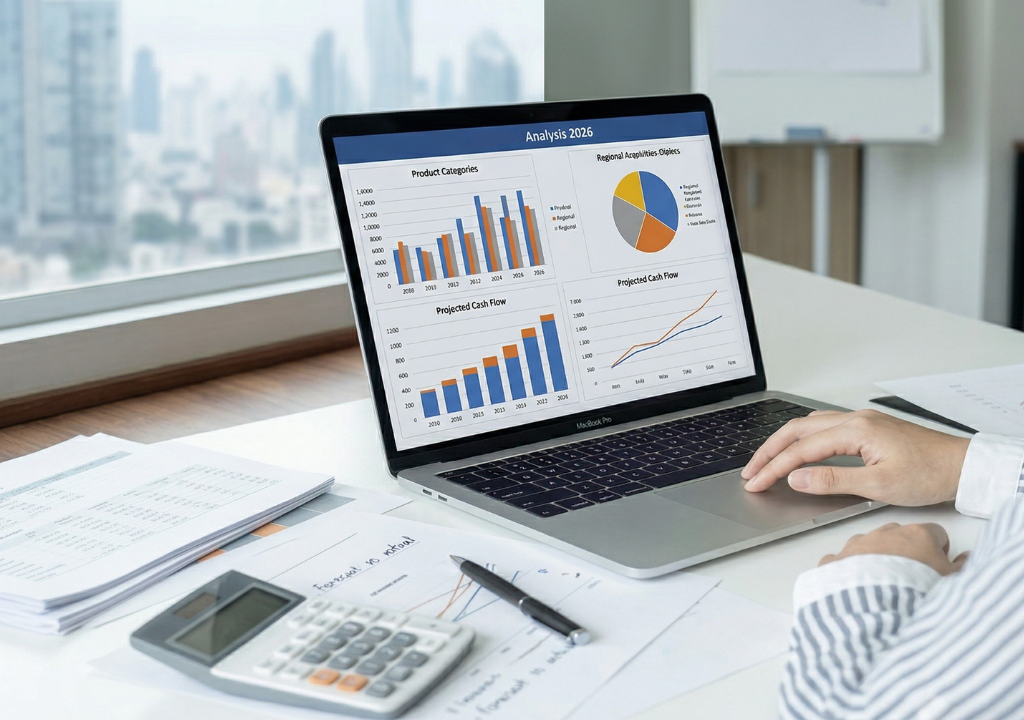 Tietokone, jossa talouslukuja